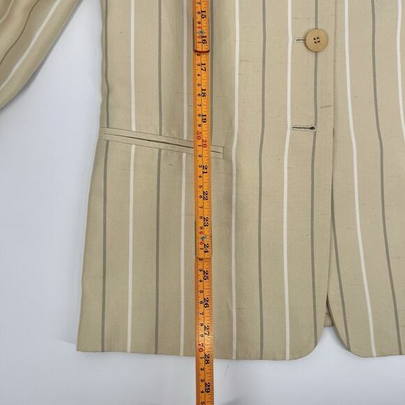 Vintage Giorgio Armani Pinstripe Blazer Butter Yellow Made In Italy 80s 90s W L - Picture 7 of 7